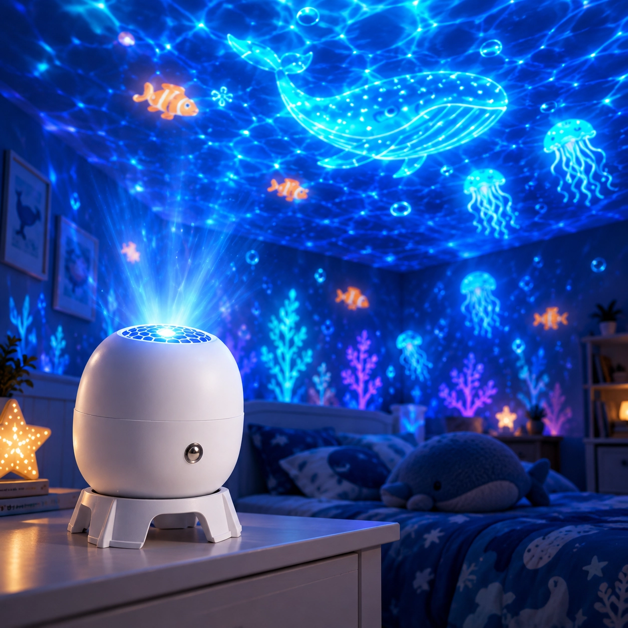 360 Degree Rotating Dreamy Ocean Projector – Ocean-Themed Snowflake Night Light Lamp