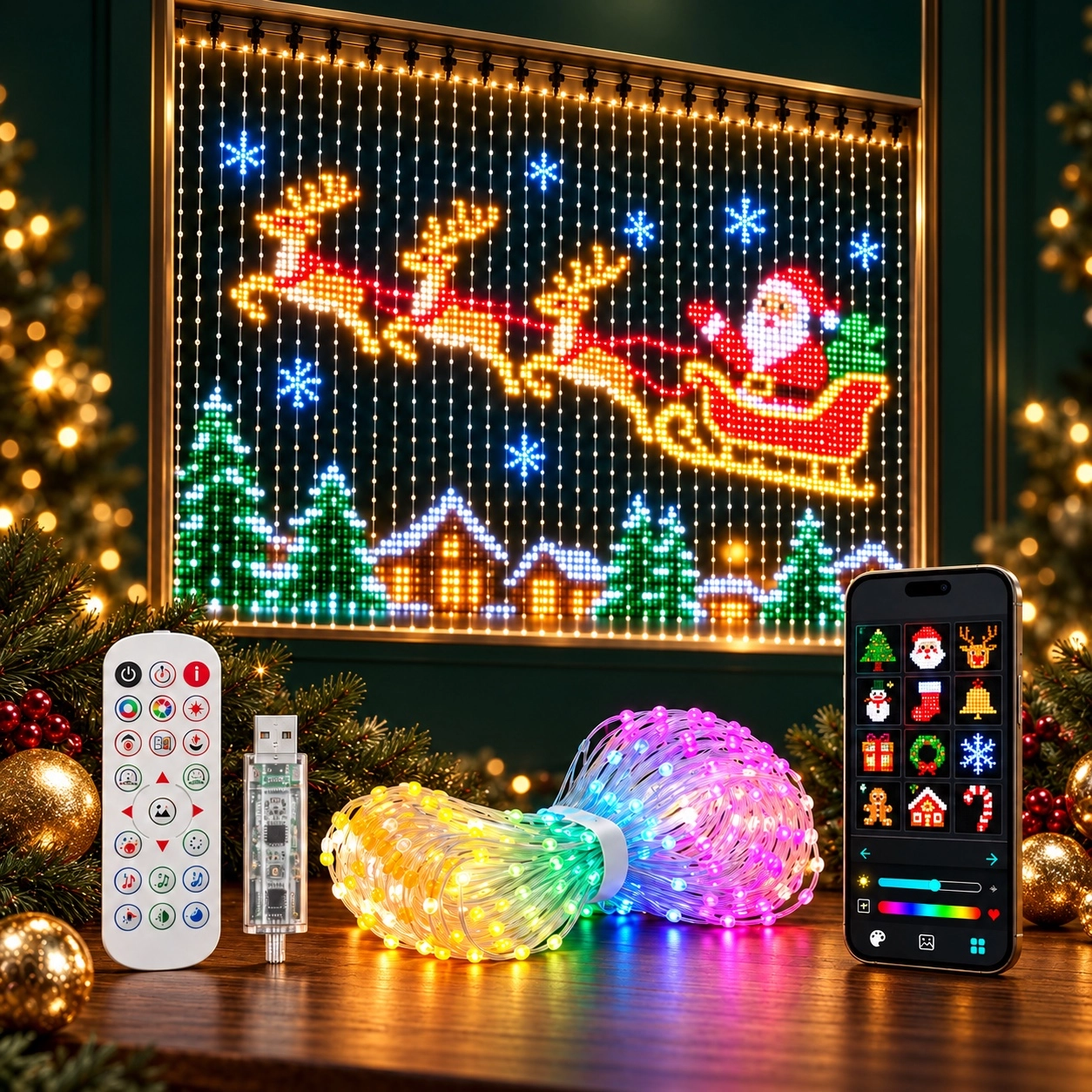 AlpineLumi™ Smart Christmas LED Curtain Lights – DIY App Control & Music Sync
